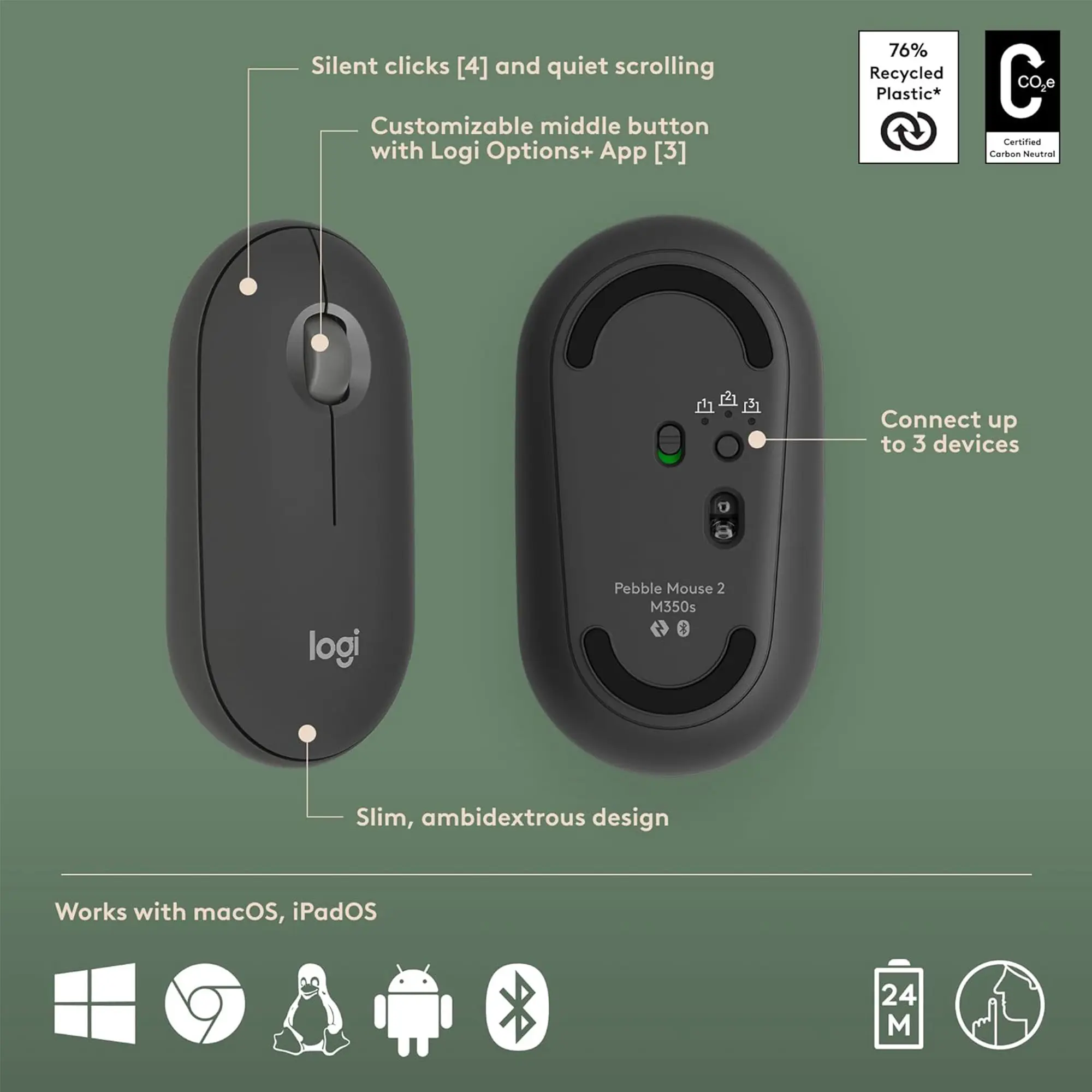 Logitech® Pebble 2 Combo - Tonal graphite-1500px-v00081.webp